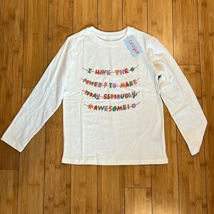 NWT New Unisex Boy or Girl Cat & Jack size S 6/7 long sleeve t-shirt Cream color